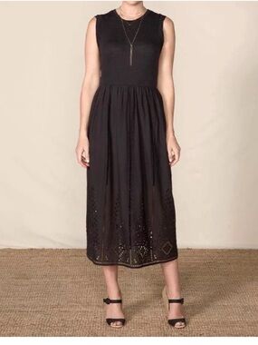 Matilda Jane Good Hart Sundial Black Eyelet Midi Dress M